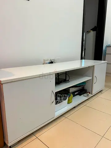 TV stand with 2 drawers and 2 shelves, High gloss white