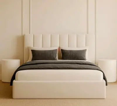 Brand new queen Size Bed with medical mattress - Cream