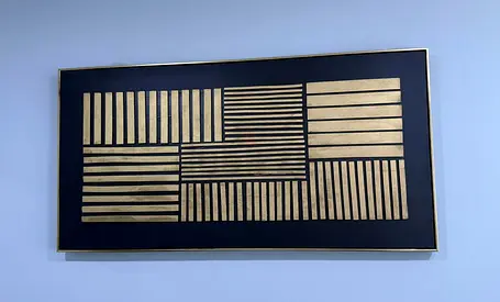 Framed Geometric Gold  Black Wall Art - Modern Rectangular Piece