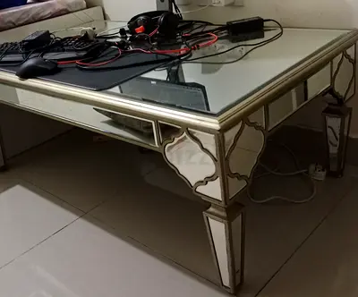 Glass Top Mirrored Coffee Table - Decorative Vintage Style