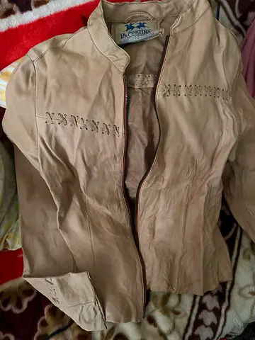 La Martina Light brown suede leather jacket with lace-up side detail - XS/S