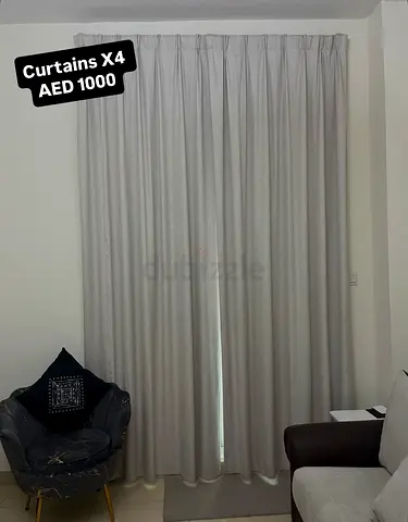 Set of 4 Light Grey Full-Length Curtains - Excellent Condition