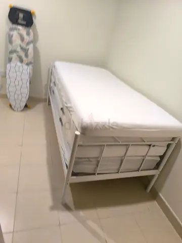 Single metal bed frame with mattress - good condition