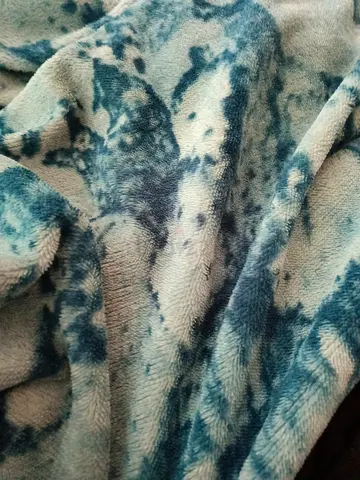 Soft Plush Throw Blanket - Blue Marble Pattern, Good Condition