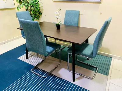 Modern 4-Seater Dining Table with Upholstered Cantilever Chairs - Good Condition