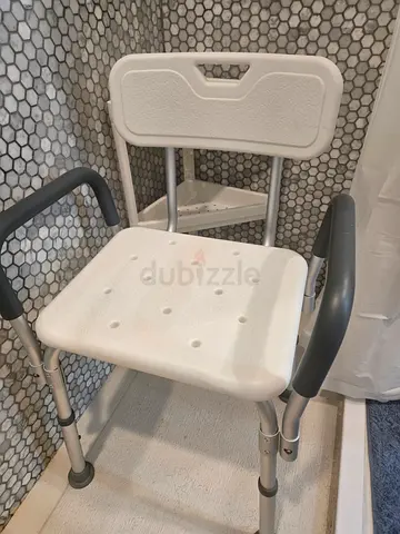 Adjustable Shower/Bath Chair with Backrest and Arms - Good Condition