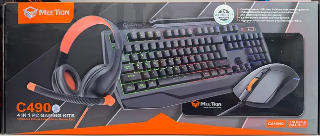 MeeTion C490 4-in-1 Gaming Kit — Keyboard, Mouse, Headset, Mousepad (New in box)