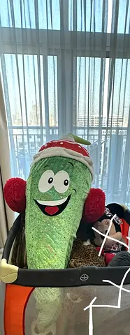 Large plush happy cucumber/pickle soft toy - NEW NEVER USED
