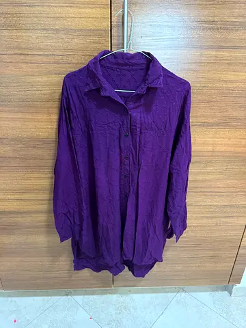 Purple long-sleeve cotton shirt — casual women’s Large can fit for xl also