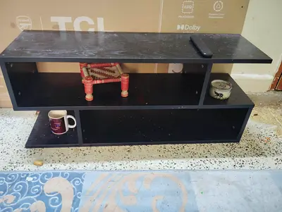 Simple black TV stand / small entertainment unit - used