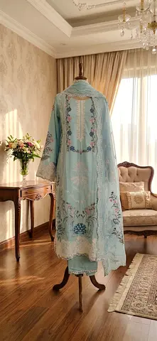 Light Blue Embroidered Womens Salwar Kameez Suit
