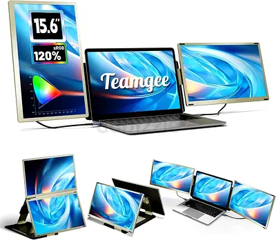Teamgee Portable Monitor for 15.6-Inch Laptop Screen Triple FHD 1080P for All of Laptops with HUB Pl