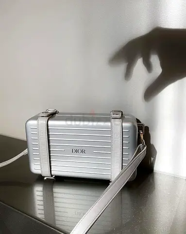 Dior silver mini trunk crossbody bag