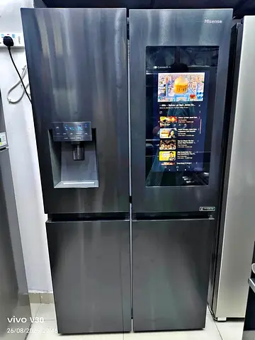 Hisense Side-by-Side Smart Refrigerator with Touchscreen and Water Dispenser