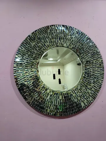 Round Mosaic Frame Wall Mirror - Decorative Large Accent Mirror