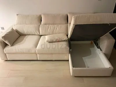 Ikea Eskelstuna L shape sofa bed Beige Excellent Condition