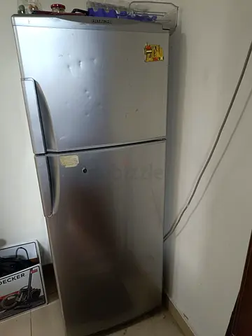 Silver double-door fridge with freezer (used) - 2 doors