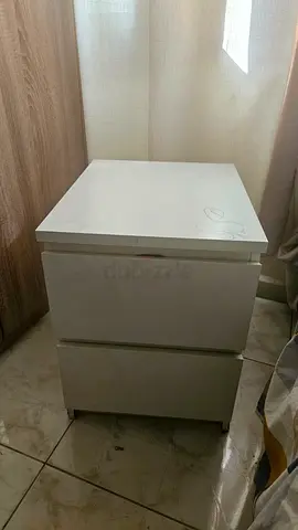 White Bedside Table (2 Drawers)