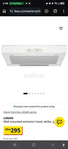 IKEA LAGAN Wall Mounted Extractor Hood 60 cm - White, Good Working Condition