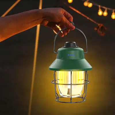 JINIU Rechargeable LED Camping Lantern, Mini Retro Portable Waterproof Lantern, 1000LM, 3 Light Mode
