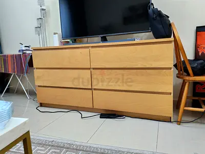 IKEA six-drawer wooden dresser / TV console in light birch finish