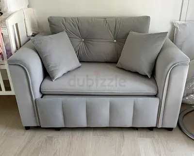 Sofa bed, light gray color, velvet upholstery, excellent condition!