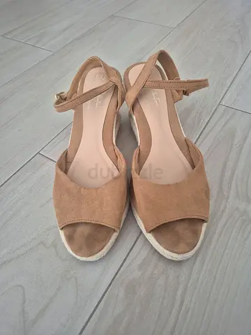 Suede Wedge Espadrille Sandals – Size 41