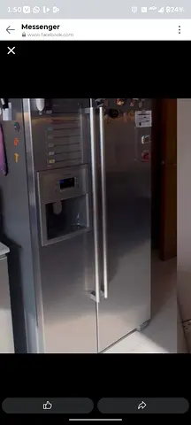 Seimens Side-by-side stainless steel fridge with water dispenser — good condition