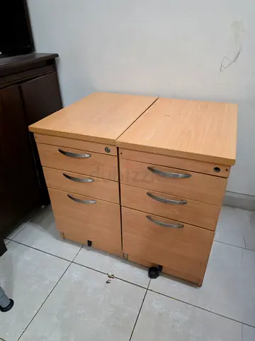 Pair of Light Wood 3-Drawer Office Pedestals