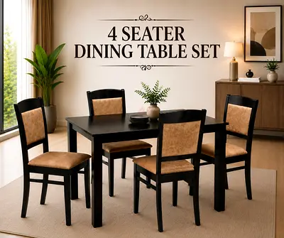 Modern 4 Seater Dining Table Set – Wenge Wooden Dining Set For UAE Homes