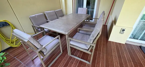 Modern Outdoor Dining Set with Cushioned Chairs