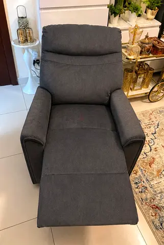 Comfortable Gray Manual Recliner Armchair - Good Condition