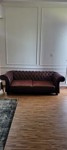 Vintage 3 Seater Brown Leather Chesterfield
