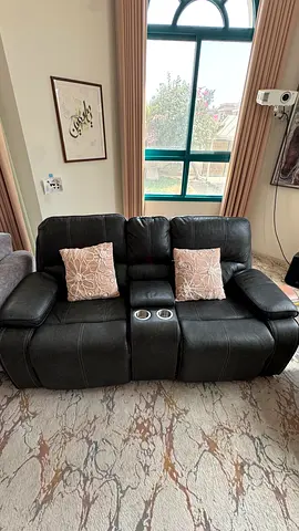 Black Recliner Sofa with Cup Holders