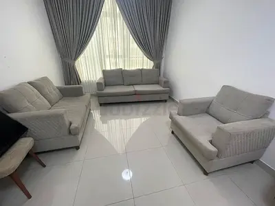 Light grey 3-piece sofa set — 3-seater, 2-seater and armchair, good condition