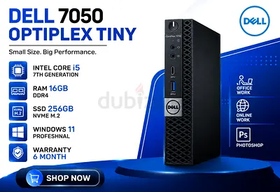 DELL OPTIPLEX 7050 TINY SSD DRIVE 256GB NVME M2 INTEL CORE I5 7TH GENERATION RAM 16GB DDR4