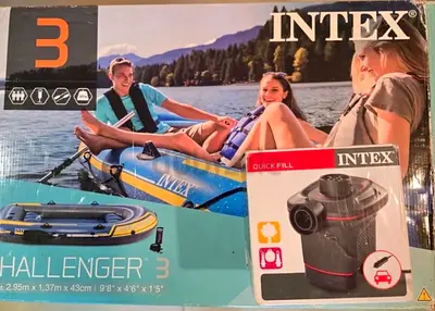 Intex Challenger 3 Inflatable Boat with Quick Fill Pump