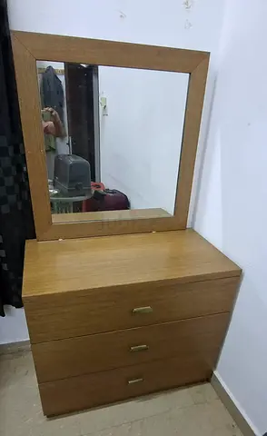 Wooden 3-Drawer Dresser with Mirror - Good Condition