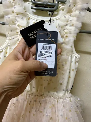 Girls cream tulle party dress with gold polka dots - brand new with tags