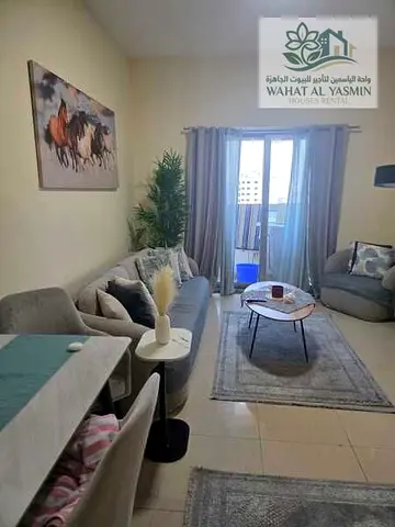 For monthly rent: one bedroom and living room with balcony in Al Khan, Sharjah, behind Al Tarboush Restaurant