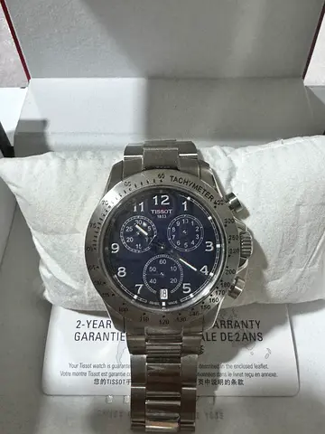 Tissot Mens Stainless Steel Chronograph Watch - Blue Dial