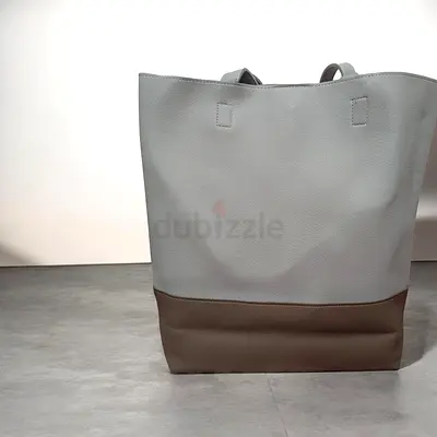 Two-Tone Faux Leather Tote Bag