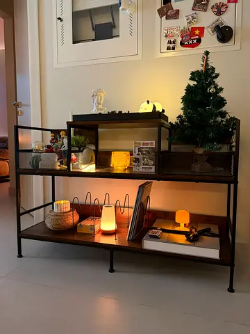Industrial Metal  Wood Display Shelving Unit - 3 Tier Console