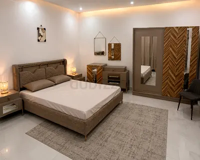 Modern 6 Piece Bedroom Furniture Set with Wardrobe and Dresser