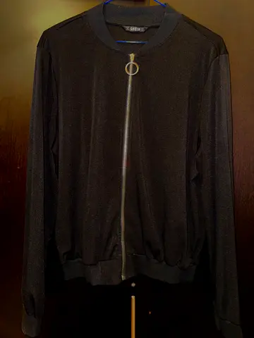 Black lightweight zip-up bomber jacket