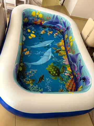 This is a Bestway 3D Undersea Adventure inflatable pool featuring a detailed marine life graphic ins