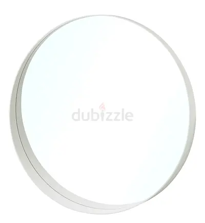 Round Wall Mirror - Minimal White Frame, 80cm (Good Condition)