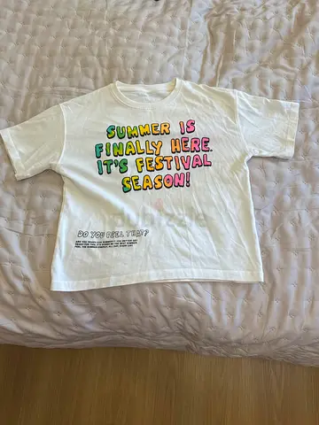 White Summer Festival Print T-Shirt