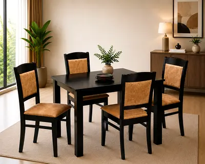 Modern 4 Seater Dining Table Set – Wenge Wooden Dining Set For UAE Homes