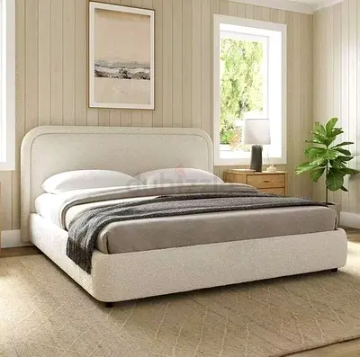 Luxury Upholstered Fabric Bed Frame With Medical Mattress. King Size Ambassador Fabric Bed